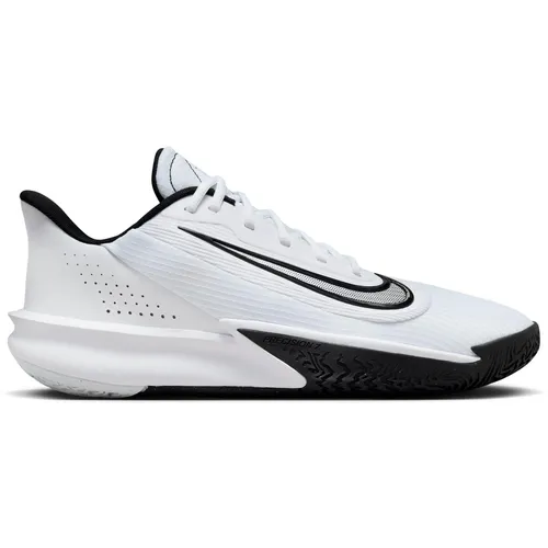 Nike Precision 7 Herren - Weißer Indoorschuh - Indoorschuhe mit optimaler Bodenkontrolle und hervorragender Traktion. Der weiche Schaumstoff sorgt für Komfort, während das atmungsaktive Mesh-Material Halt und Balance bei schnellen Bewegungen bietet.