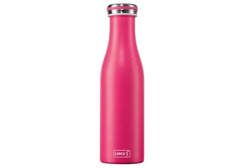 Lurch 240934 Isolierflasche 0,5l - Pink Edelstahl - Hochwertige Thermoflasche aus doppelwandigem Edelstahl mit 0,5l Volumen in Pink. Hält Getränke bis zu 12 Stunden warm oder kalt. 100% dicht und geschmacksneutral, ideal für unterwegs!