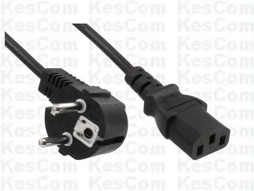 Netzkabel Schutzkontakt gewinkelt auf Kaltgerätestecker 3x0,75qmm 1,3m