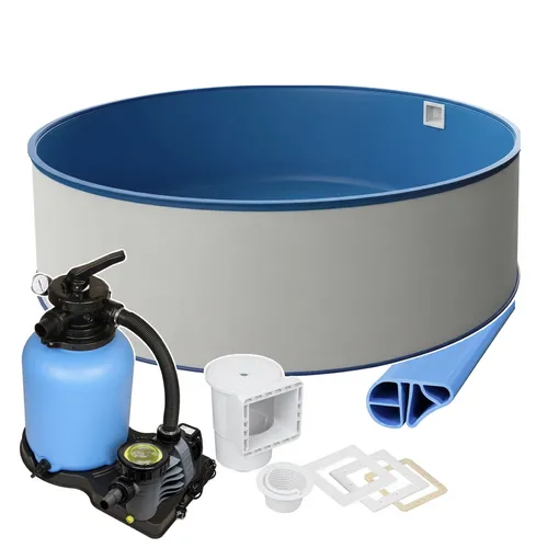 Rund Pool 500 x 150 cm | STARTER SET | Poolfolie blau  0,8 mm | Sandfilteranlage