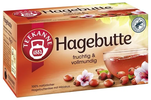 Teekanne Fix Hagebutte 20x3,5g - Tee mit natürlichem Hagebutten-Geschmack, reich an Vitamin C und ideal für eine wohltuende Auszeit.