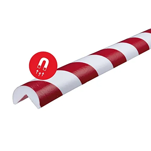 SHG Knuffi Kantenschutz Typ A rot/weiß - Magnetisch, 100 x 4 cm - Flexibles Kantenschutzprofil für maximale Sicherheit: absorbiert Stöße, ideal für Wände, Maschinen und Transportwagen. Magnetisch, temperaturbeständig und langlebig.