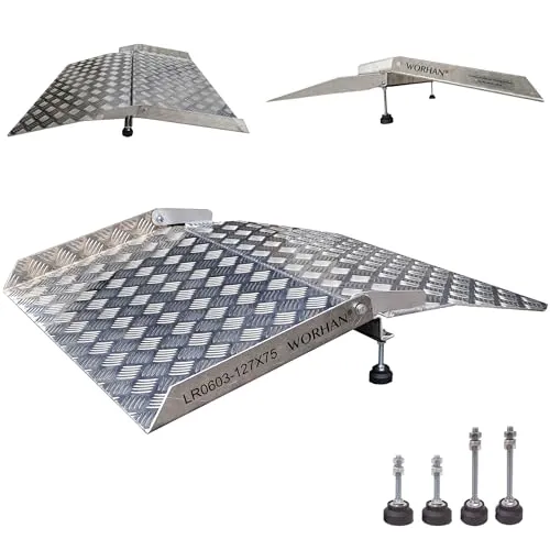 WORHAN Mobil Schwellenrampe mit variabler Höhenverstellung - Türschwellenrampe aus Aluminium, ideal für Rollstühle und Lasten. Die Höhenverstellung von 5cm bis 15cm ermöglicht einfache Überquerung von Hindernissen, rutschfeste Oberfläche sorgt für Sicherheit.