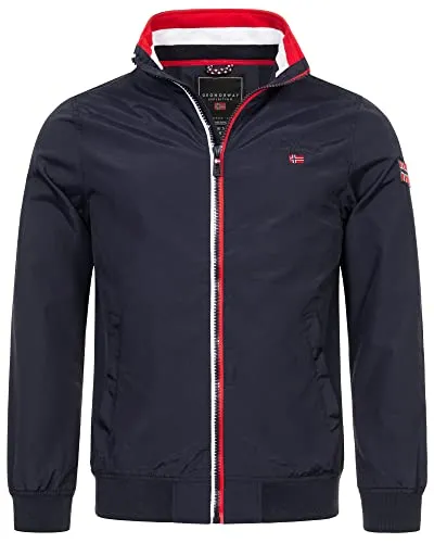 Geographical Norway Herren Übergangsjacke Windbreaker Blouson Navy L - Leichte und wasserabweisende Übergangsjacke mit hohem Tragekomfort. Ergonomischer Schnitt, zahlreiche Taschen und stylische Details sorgen für Funktionalität und Stil im Alltag.