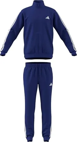 adidas Herren SPORTSWEAR BASIC 3 STRIPES TRICOT TRACKSUIT, semi lucid blue/white, S - Stylischer Trainingsanzug mit durchgehendem Reißverschluss und elastischem Bund. Ideal für Sport und Freizeit, bietet Komfort und Bewegungsfreiheit.
