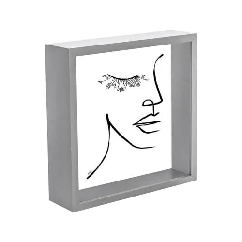 Nicola Spring 1x Grau 8" x 8" Acryl Tief Schattenkastenrahmen - Glas Foto Bild Blume Handwerk Erinnerung Wand Hängend Hochzeit Anzeige