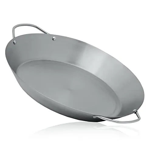 Mahlzeit traditionelle Paella Pfanne für 6 Personen | Ø 35 cm | Edelstahl Pfanne mit Griffen | Paellapfanne für Gasherd, Elektroherd, Grill und Induktion | Reis Pfanne, Edelstahlpfanne