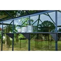 Juliana Regalhalter Schwarz - Zubehör für Gewächshäuser, ideal zur einfachen Montage eigener Regalablagen aus Glas oder Holz, inklusive Spezialschrauben und 3 Halterungen mit 25 cm Tiefe.