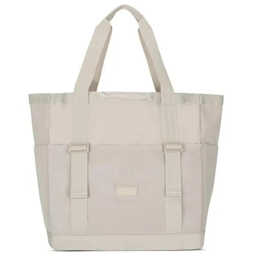 LARKSON Strandtasche Beige - Smilla - Stilvolle Badetasche mit Reißverschluss - Die Smilla Strandtasche bietet mit ihrem geräumigen Hauptfach und praktischen Fächern optimale Organisation für Strandaccessoires. Mit modischem Design und praktischen Schlaufen für Handtücher ein idealer Begleiter für deinen Strandtag.