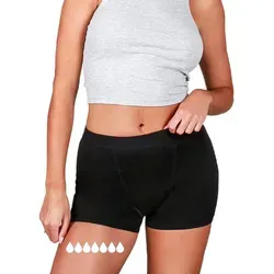 Taynie Shorts Ultra stark Periodenunterwäsche Starke Blutung - Periodenwäsche - Menstruationsunterwäsche - Periodenslip - ersetzt 8 Tampons, Tragedauer bis 12 Std, waschbar bis 60°C (44, Schwarz)