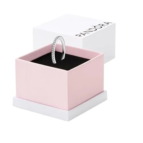 PANDORA Timeless Funkelnder Band-Ring aus Sterling Silber - Ringe für Damen, mit funkelnden Cubic Zirkoniasteinen verziert und einem eleganten quadratischen Profil – perfekt für jeden Anlass.