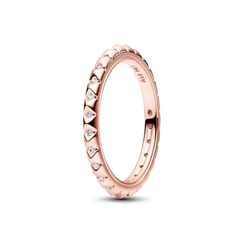 PANDORA ME Pyramiden Ring aus Sterling Silber mit 14 Karat rosévergoldete Metalllegierung, Cubic Zirkoniastein verziert, Größe: 54, 182800C01-54