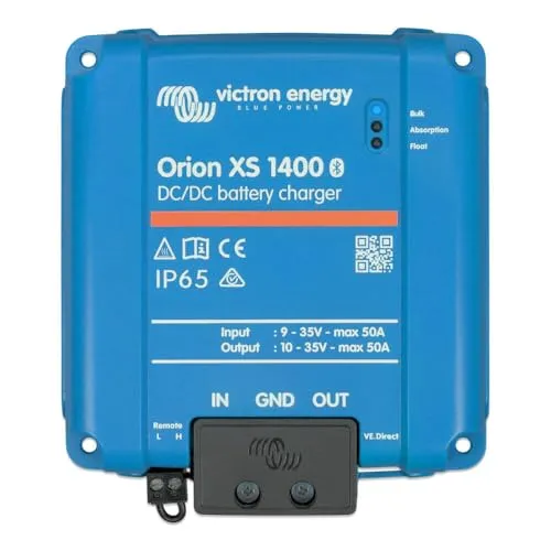Victron Energy Orion XS 1400 DC-DC Ladegerät - Fahrzeugbatterie-Ladegeräte, 98,5% Effizienz und Bluetooth für einfache Konfiguration und Echtzeitdatenzugriff.