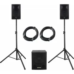 Pronomic Powerstage Economy 1510 2.1 Aktive PA-Anlage - Lautsprecher mit 590 W RMS, perfekter Sound für Partys und Events, inklusive 1x 15"-Subwoofer und 2x 10"-Satelliten, ideal für Jugendliche und Erwachsene.