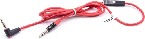 vhbw Audio AUX Kabel kompatibel mit Beats by Dr. Dre Monster Studio 2.0 Kopfhörer - Audiokabel 3,5mm Klinkenstecker, Mikrofon, 120 cm Rot