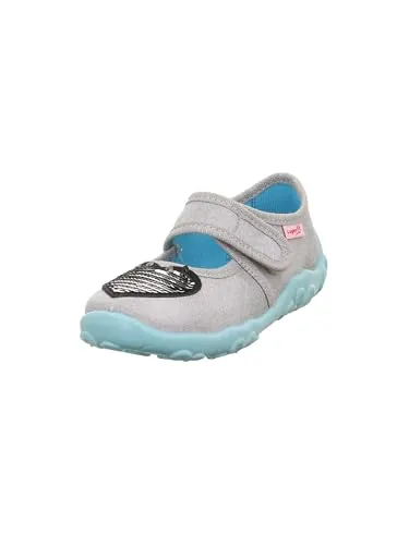 Superfit Bonny Hausschuh, Grau 2500, 27 EU - Hausschuhe mit flexibler Laufsohle und trendigem Stick- und Druckdesign, ideal für komfortables Tragen zu Hause.
