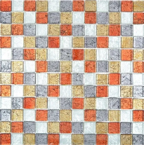 Mosaik Fliesen Glasmosaik gold silber schwarz orangerot Struktur Wand Fliesen...