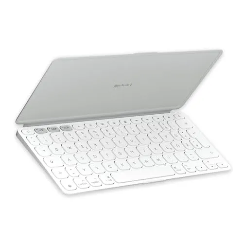 Logitech Keys-To-Go 2 für Mac - mobile kabellose Tastatur - Tastaturen für iPad und Mac, schlank und leicht, mit integrierter Schutzabdeckung und Verbindung zu 3 Geräten. Hergestellt aus mindestens 33 % recyceltem Kunststoff für umweltbewusste Nutzer.