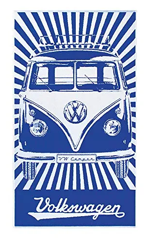 VW Collection Strandtuch VW T1 Bus 160 x 90 cm blau - Sonstige, stylisches Strandtuch mit VW T1 Bus Design, perfekt für Strandtage und Picknicks.