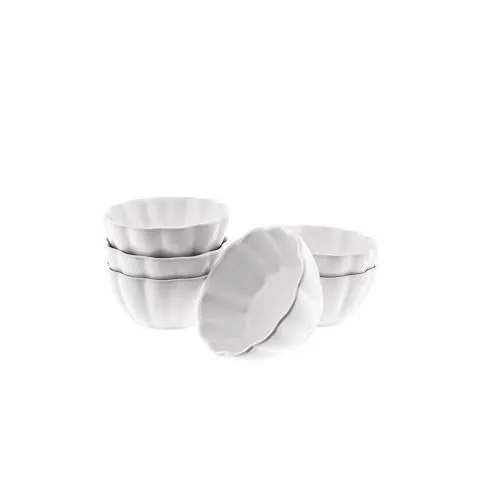 COFI 1453 Muffinform Dessertschalen 6er Set aus Porzellan - Lotus Design Weiß