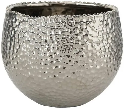 BOLTZE GRUPPE Übertopf Lajos aus Steingut, silber - Der elegante Übertopf Lajos aus hochwertigem Steingut in Silberoptik verleiht jedem Raum einen Hauch von Stil. Mit handgearbeitetem Finish und idealen Maßen ist er perfekt für Pflanzen und Dekoration. Maße: H. 14 cm, Ø 17 cm.