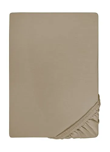 Biberna Feinjersey-Spannbetttuch 0077144 in Braun - Bettlaken aus 100% Baumwolle, passend für Matratzen 140-160 cm x 200 cm, sorgt für einen hohen Schlafkomfort und eine angenehme Optik.