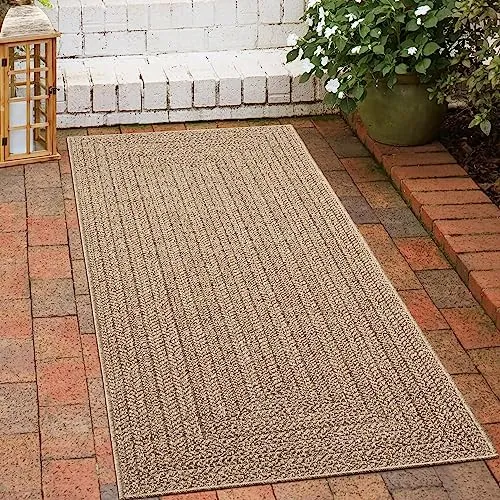 CARPETIA Robuster In- und Outdoor Teppich Läufer 60x180 cm im Jute Look - VIELSEITIG & ROBUST: Wetterfester Teppich für Innen und Außen, ideal für Balkon, Terrasse oder Esszimmer. Strapazierfähiges Material sorgt für langanhaltende Qualität und Pflegeleichtigkeit.
