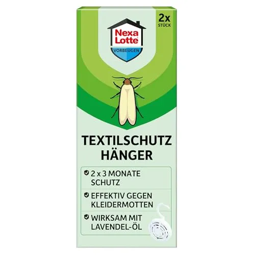 Nexa Lotte® Textilschutzhänger 2 Stück, Mottenschutz für Kleiderschrank, Lavendelduft, 3 Monate Schutz