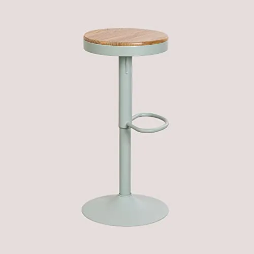 SKLUM Höhenverstellbarer Barhocker aus Stahl und Ulmenholz Bardder Celadon Mousse - Moderner Barhocker mit verstellbarer Höhe von 57,5 cm bis 78 cm, gefertigt aus robustem Stahl und elegantem Ulmenholz. Ideal für stilvolle Einrichtung und vielseitigen Einsatz.