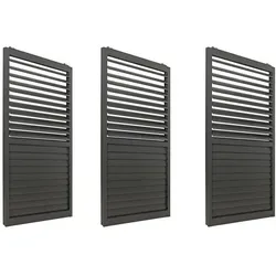 Berlinlodge Schiebetür Anthrazit für Pergolas - 3-teiliges Set aus pulverbeschichtetem Aluminium, manuell verstellbare Lamellen für individuellen Sicht- und Windschutz. Ideal für Ihre Pergola, um eine stilvolle und geschützte Wohlfühloase zu schaffen.
