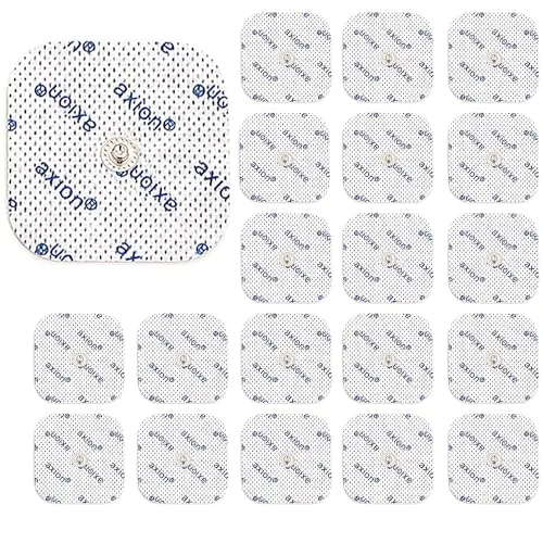 20er Set 5x5 cm Elektroden-Pads - kompatibel mit Compex Muskelstimulationsgeräten | Elektroden-Pads zur Muskelstimulation | Mit 3,75 cm Snap Druckknopf | Zertifiziertes Medizinprodukt von axion