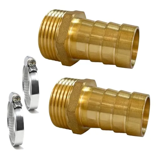 Stück Schlauchtülle 1 Zoll Messing Schlauchverschraubung 1" AG x 25mm (1") Tülle, Schlauchanschluss mit 2 Schlauchschellen und Kostenlos Gewindedichtband (1" AG x 25mm (1") Tülle) 2