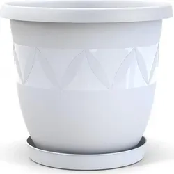 Plastard Blumentopf Capri Ø 40 cm Weiss mit Untersetzer - Pflanzkübel - Weiß
