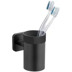 WENKO Zahnputzbecher Porto Edelstahl Schwarz - Eleganter Zahnputzbecher aus hochwertigem Edelstahl in Schwarz, ideal für das moderne Bad. Stilvolles Design und robuste Qualität für den täglichen Gebrauch.