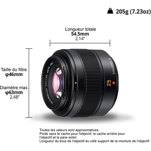 Panasonic H-XA025 Leica DG Summilux 25mm Objektiv - Objektiv mit Staub- und Spritzwasserschutz, F1.4 Lichtstärke für perfekte Lowlight-Fotografie und höchste Bildqualität.