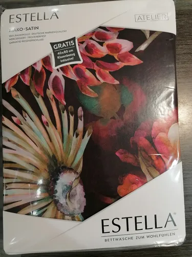 Estella Mako-Satin Bettwäsche 135x200 Jette vino Blütenmeer - Luxuriöses Bettwäsche-Set aus 100% Mako-Satin für ein angenehmes Schlafklima. Pflegeleicht, schadstoffgeprüft und mit praktischem Reißverschluss für einfachen Bezug.