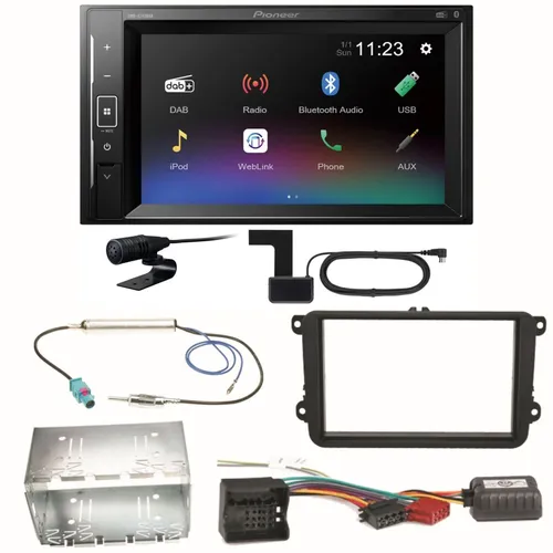 Pioneer DMH-A240DAB DAB+ Bluetooth Einbauset für Skoda Fabia Roomster Praktik - Modernes Einbauset mit DAB+ und Bluetooth für erstklassigen Musikgenuss. Integrierter Equalizer und Touchscreen sorgen für Benutzerfreundlichkeit und Vielfalt bei der Medienwiedergabe.