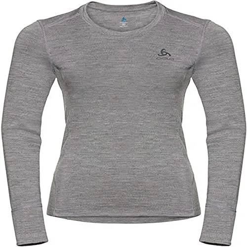 Odlo Damen 100% Merino 200 Gramm_110811 Funktionsunterwäsche Langarm Shirt, Grey Melange - Grey Melange, L EU