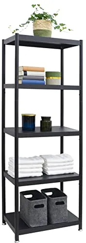 Industrial Design Metallregal 61x41x170 - 5 Ebenen in Schwarz - Bad-Regale - Stilvolles Metallregal mit 5 Ebenen, ideal für jeden Raum und verleiht durch sein modernes Industrie Design eine coole Gemütlichkeit.