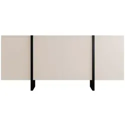 Sideboard LUVONIA mit 4 Türen - Modernes Design in Beige & Schwarz - Kommode aus MDF mit elegantem, mattem Finish und Softclose-System. Ideal für ein ordentliches Wohnzimmer mit viel Stauraum. Maße: 180x81x45 cm.