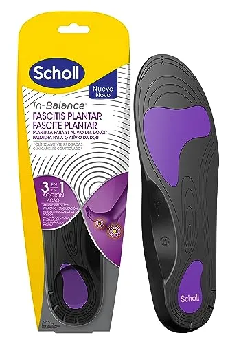 Scholl Einlegesohlen gegen Schmerzen Plantarfasziitis | Größe L 42,5-45 - Schuhpads zur Linderung von Plantarfasziitis mit In-Balance 3-in-1-Technologie für sofortige Druckreduzierung und optimale Fußunterstützung.
