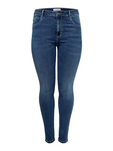 High-waist-Jeans "CARAUGUSTA HW SK DNM", Gr. 50 - blue-used - Stylische High-waist-Skinnyjeans von Only Carmakoma in Größe 50. Pflegeleichte Stretch-Qualität und dezente Used-Waschung für optimalen Tragekomfort.