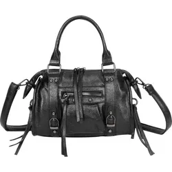 Gallantry Bowling-Tasche Damen mit Schulterriemen - Schwarz - Stylische schwarze Bowlingtasche mit vielfältigen Tragemöglichkeiten, ideal für den Alltag. Praktische Fächer und eine Reißverschlusstasche bieten viel Stauraum für Ihre Essentials.