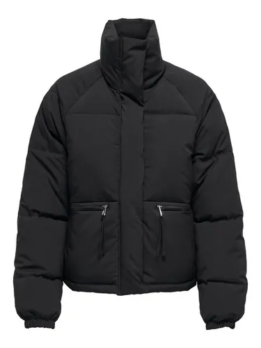 JDY Daunenjacke Schwarz - M - Wärmeisolierende Daunenjacke mit Stehkragen und elastischen Ärmelabschlüssen. Praktisch mit zwei seitlichen Reißverschlusstaschen, ideal für kalte Tage.