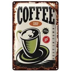 Roomando Metallschild Blechschild Retro 20x30cm Kaffee Coffee Shop premium 20x30