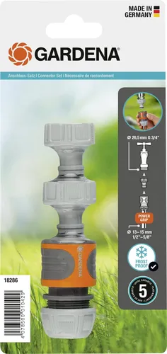 Gardena 18286-20 Spiel, Standard, Klein - 3-teiliges Schlauchverbinder-Set mit Power Grip für einfachen Anschluss und optimale Haltekraft