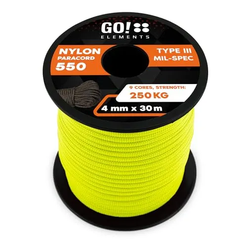 Paracord 550 Typ III | ø 4mm - 11 Kerne - max. 250 kg | 100% Nylonschnur - reißfest & extrem stabil | Nylonseil, Allzweckseil, Reepschnur & Outdoor Seil