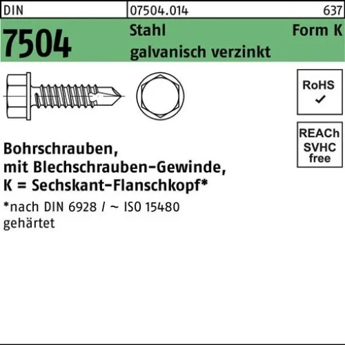 100er PACK(Stk)  007504001040063080 Bohrschraube DIN 7504 m.6-kant-Flanschkopf K