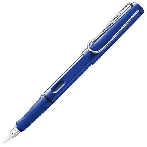 Lamy safari blue Füller - Füllhalter mit ergonomischem Griff & polierter Stahlfeder in Strichbreite EF – robuster ASA-Kunststoff - inkl. Tintenpatrone T 10 blau - Rechtshänder