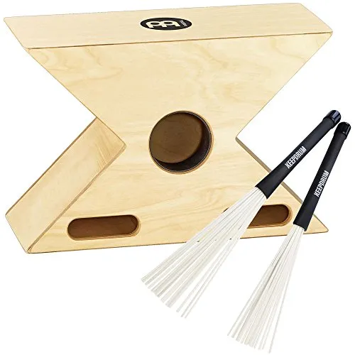 Meinl HTOPCAJ3NT Hybrid Slap-Top Cajon mit Bongo und keepdrum Nylon Brushes - Kreatives Percussion-Instrument vereint Cajon und Bongo für vielseitige Rhythmen. Ergonomisches X-Design sorgt für optimalen Spielkomfort. Hergestellt aus hochwertigem Birkenholz für besten Klang.